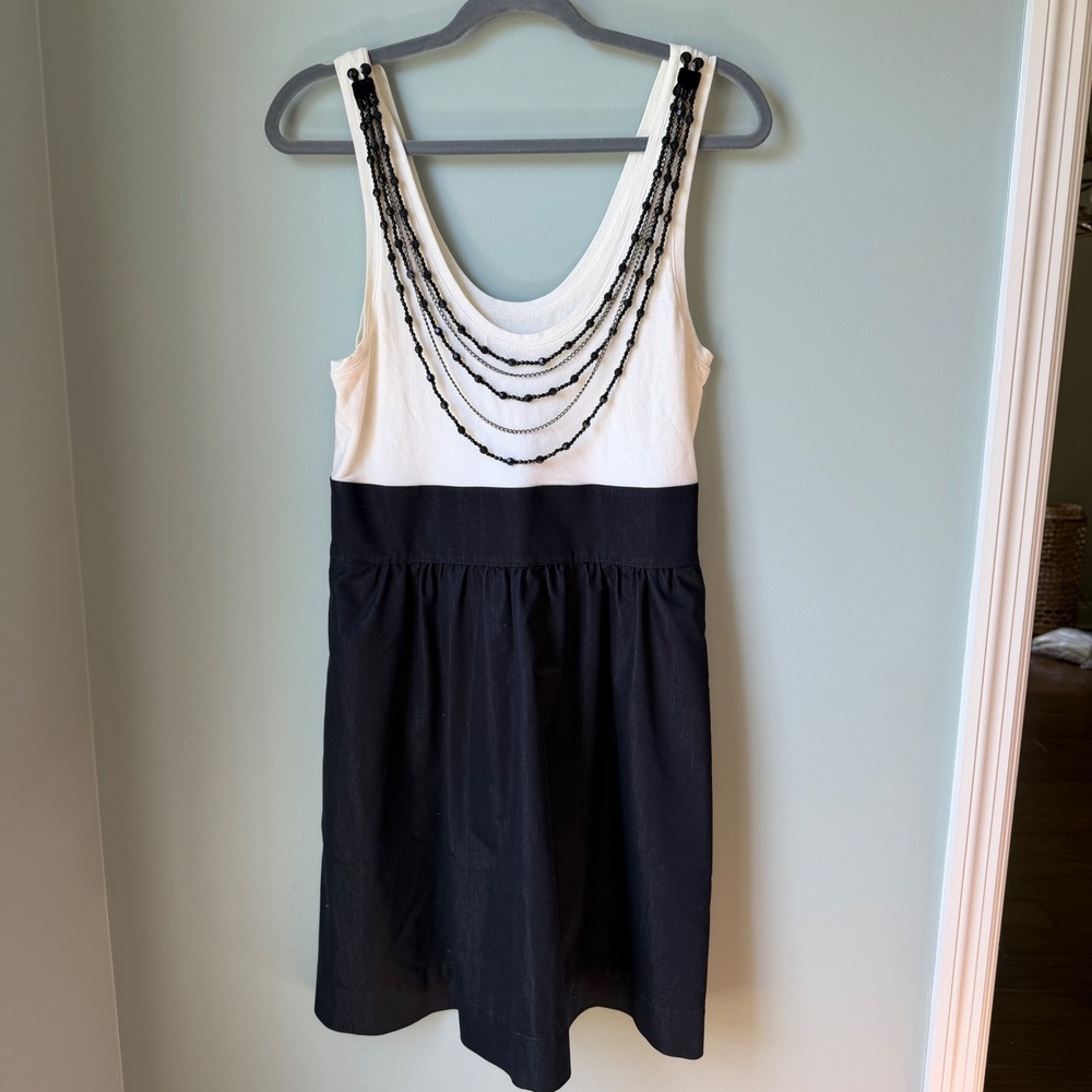 Express Y2K Dress Statement Necklace Mixed Media Chambray Skirt Sleeveless 10